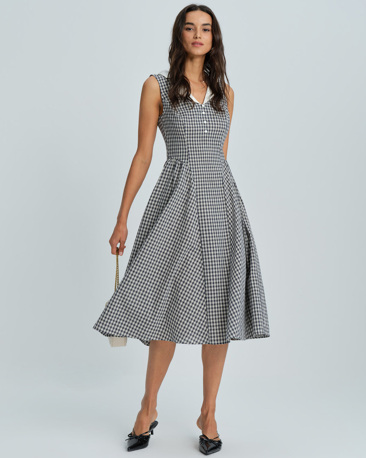 Women's Woven Cotton Midi Dress Blue Dresses - RIHOAS