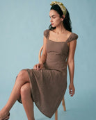 Women's Woven Cotton Midi Dress Dresses - RIHOAS