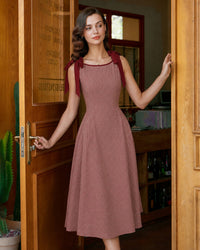 Women's Woven Cotton Midi Dress Dresses - RIHOAS