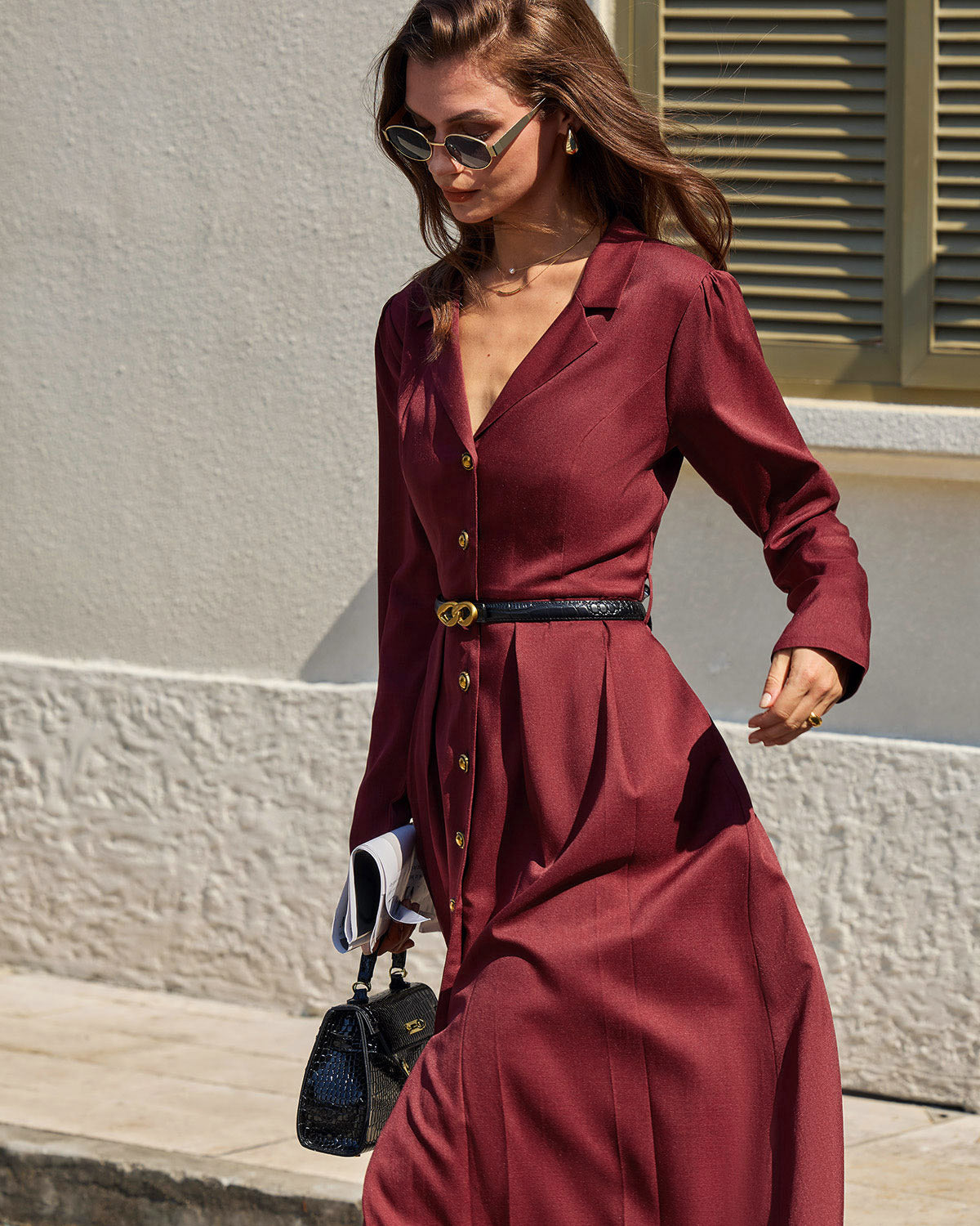 Wine Red Ruched A-Line Midi Dress & Reviews - Wine Red - Dresses | RIHOAS Wine Red Ruched A-Line Midi Dress & Reviews - Wine Red - Dresses | RIHOAS
