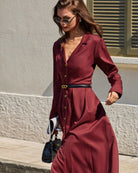 Women's Woven Cotton Midi Dress Dresses - RIHOAS