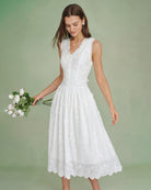 Women's Woven Cotton Midi Dress Dresses - RIHOAS