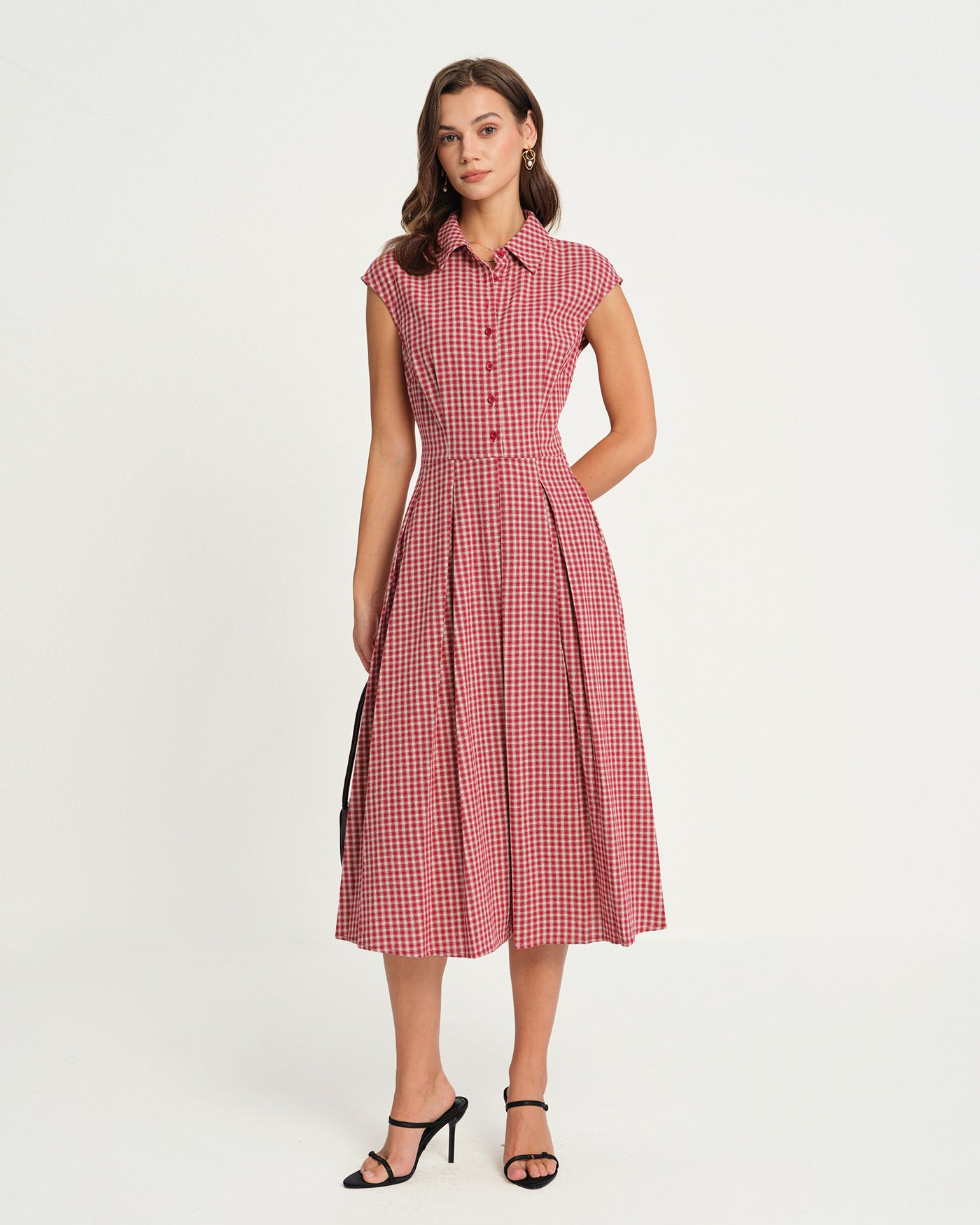 Rihoas Gingham Shirt Midi Dress Rihoas Gingham Shirt Midi Dress