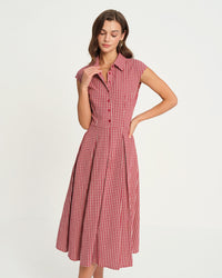 Women's Woven Cotton Midi Dress Dresses - RIHOAS