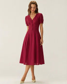 Women's Woven Cotton Midi Dress Dresses - RIHOAS