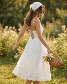Women's Woven Cotton Midi Dress Dresses - RIHOAS