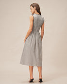 Women's Woven Cotton Midi Dress Dresses - RIHOAS