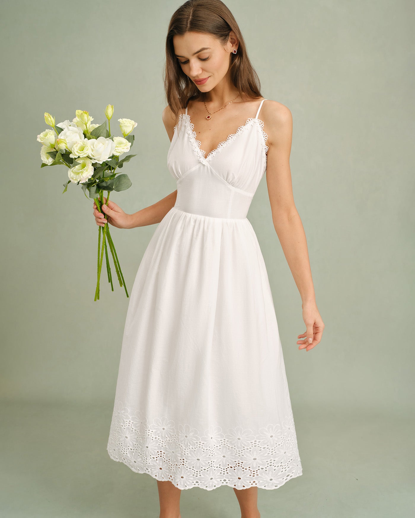 White Lace X Cross Slip Midi Dress White Lace X Cross Slip Midi Dress