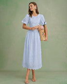 Women's Woven Cotton Midi Dress Dresses - RIHOAS