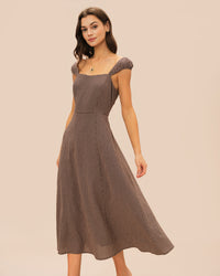 Women's Woven Cotton Midi Dress Dresses - RIHOAS