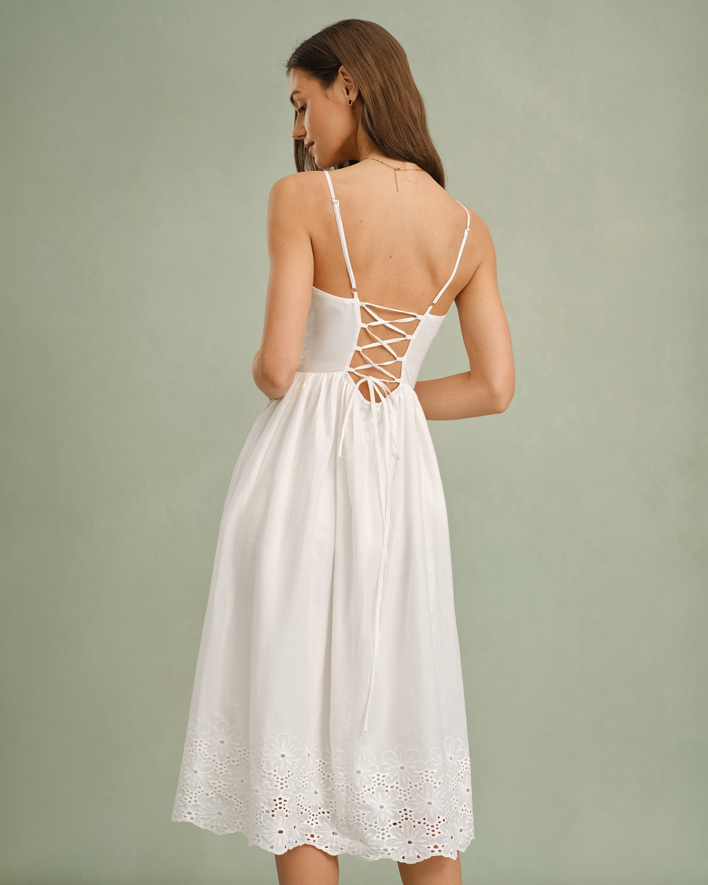 White Lace X Cross Slip Midi Dress & Reviews - White - Dresses | RIHOAS White Lace X Cross Slip Midi Dress & Reviews - White - Dresses | RIHOAS