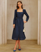 Women's Woven Cotton Midi Dress Dresses - RIHOAS