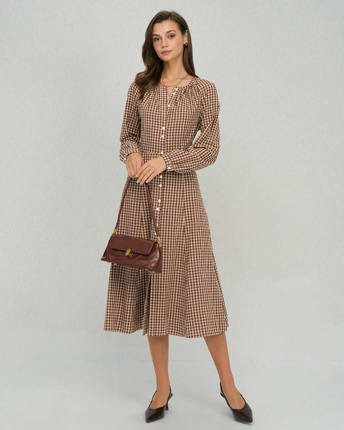 Women's Woven Cotton Midi Dress Dresses - RIHOAS