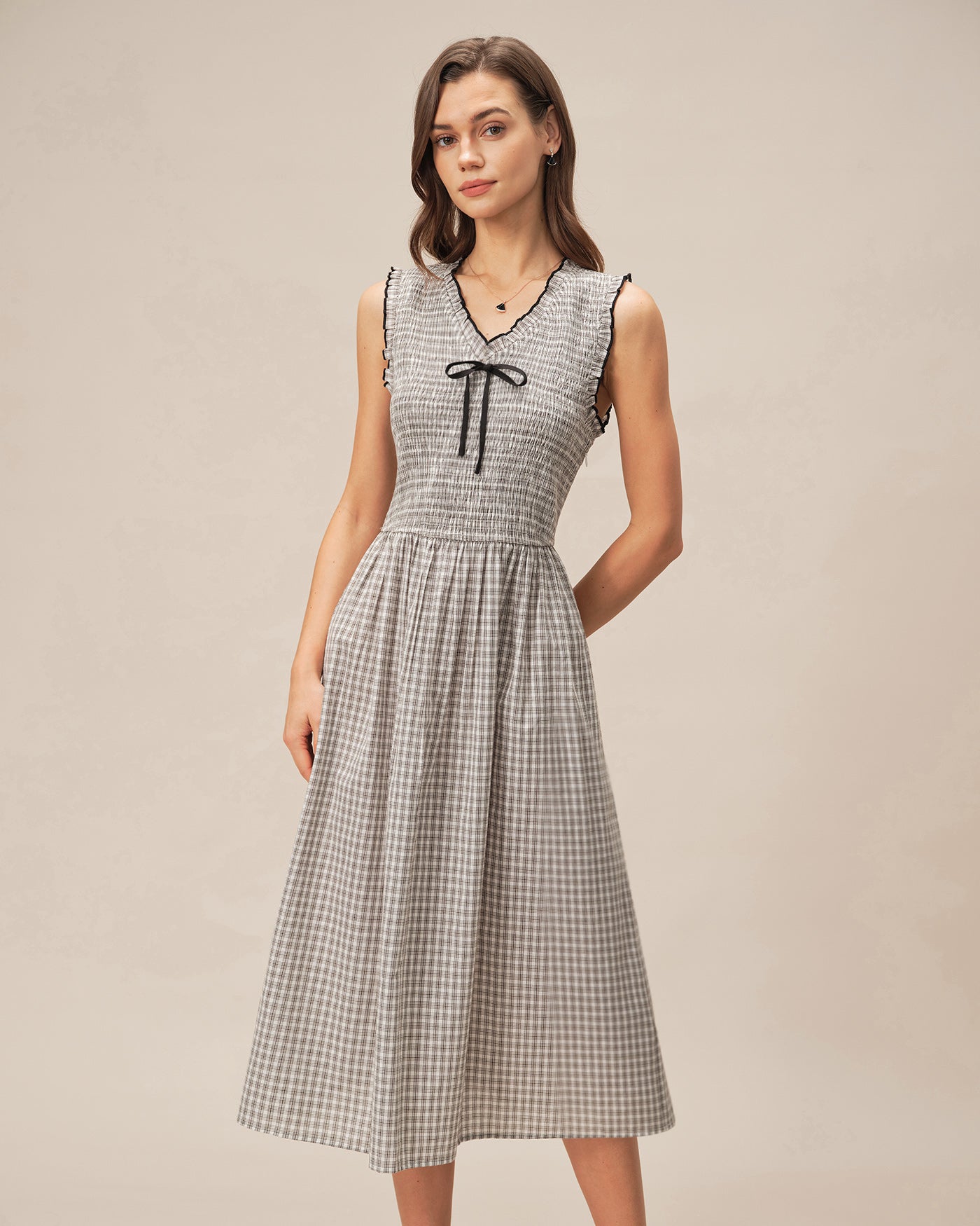 Women's Woven Cotton Midi Dress Dresses - RIHOAS