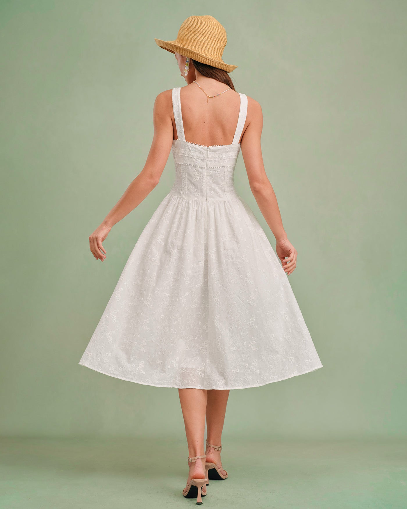 Women's Woven Cotton Midi Dress Dresses - RIHOAS