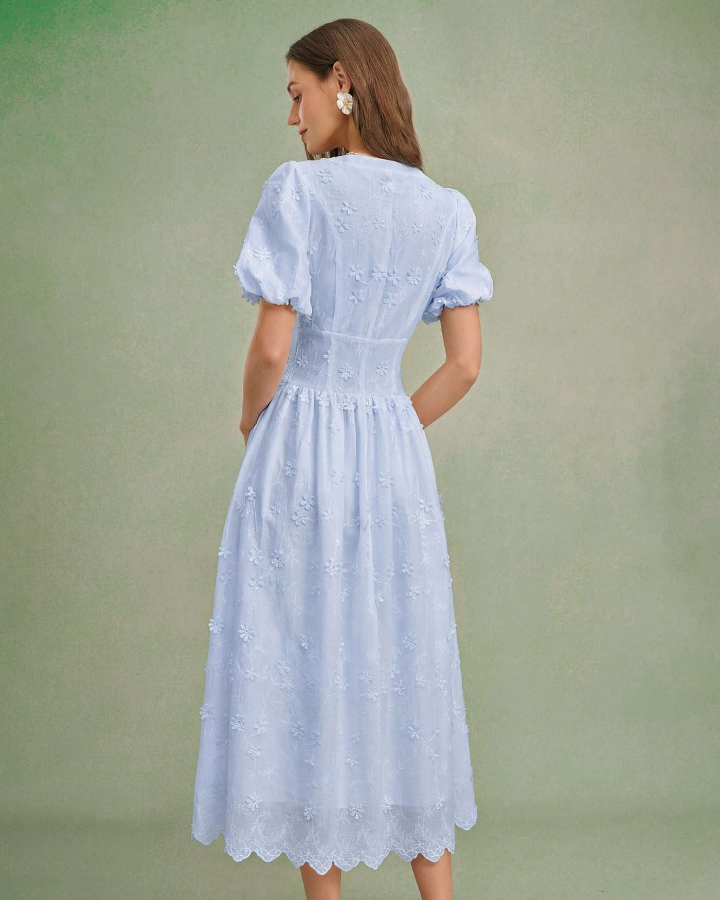 light blue womens dress Blue Floral Textured Midi Dress & Reviews - Blue - Dresses