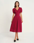 Women's Woven Cotton Midi Dress Dresses - RIHOAS