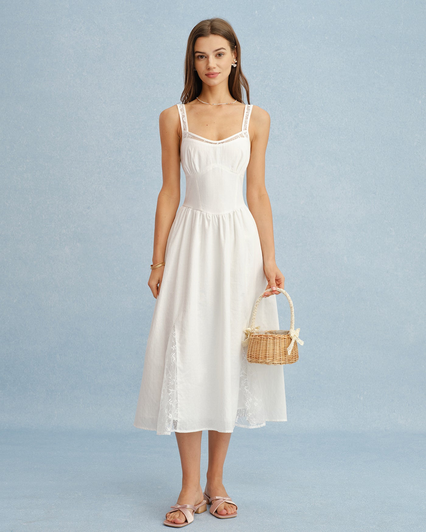 Women's Woven Cotton Midi Dress Dresses - RIHOAS