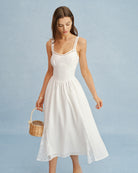 Women's Woven Cotton Midi Dress Dresses - RIHOAS