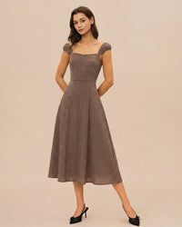 Women's Woven Cotton Midi Dress Dresses - RIHOAS