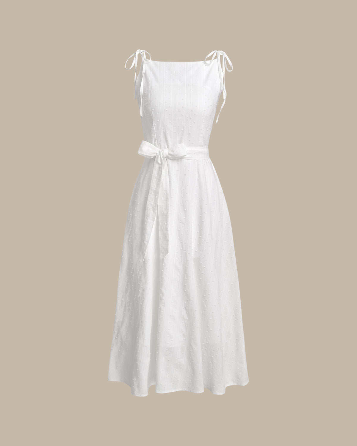 Women's Woven Cotton Midi Dress White Dresses - RIHOAS