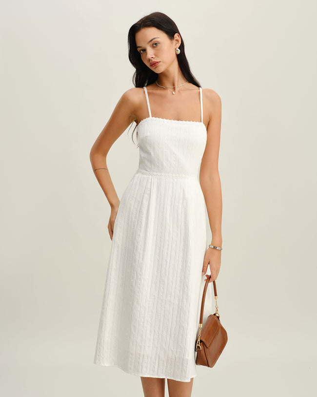 Women's Woven Cotton Midi Dresses Dresses - RIHOAS