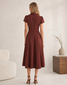 Women's Woven Cotton Midi Dresses - RIHOAS