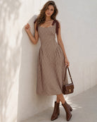 Women's Woven Cotton Midi Dresses - RIHOAS - 03
