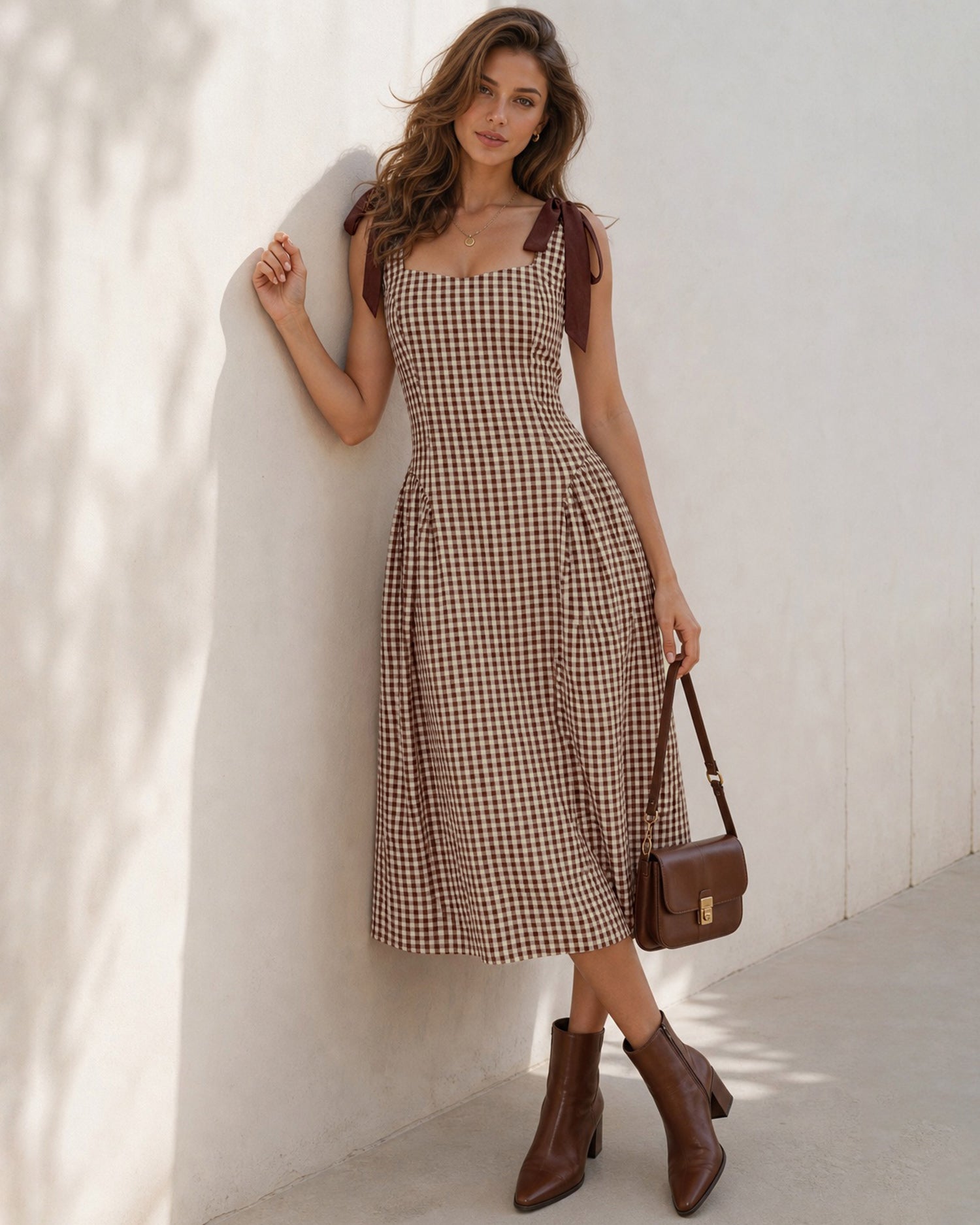 Women's Woven Cotton Midi Dresses - RIHOAS - 03