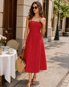 Women's Woven Cotton Midi Dresses Dresses - RIHOAS