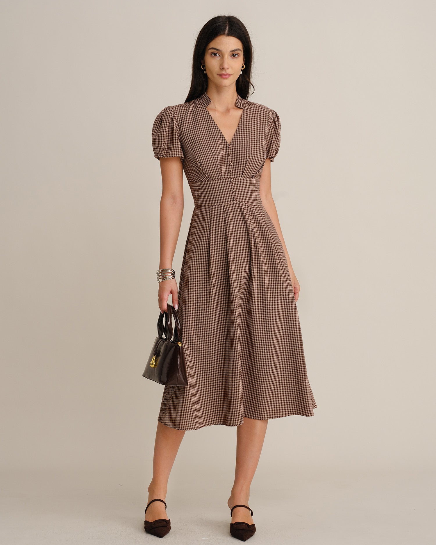 Women's Woven Cotton Midi Dresses - RIHOAS - 01