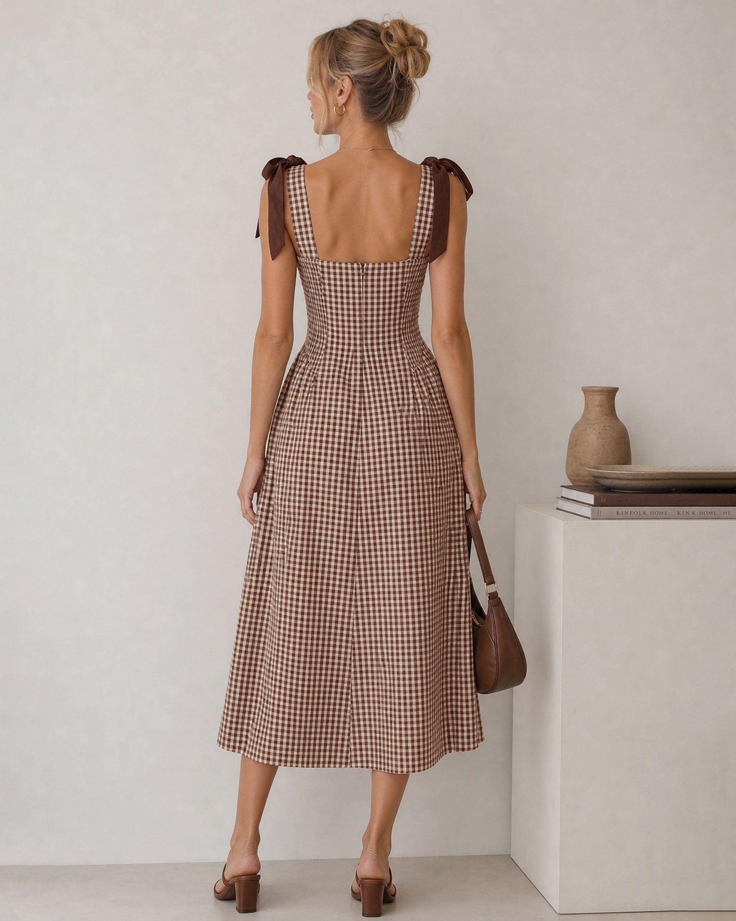 Women's Woven Cotton Midi Dresses - RIHOAS - 04
