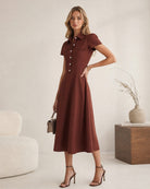 Women's Woven Cotton Midi Dresses - RIHOAS