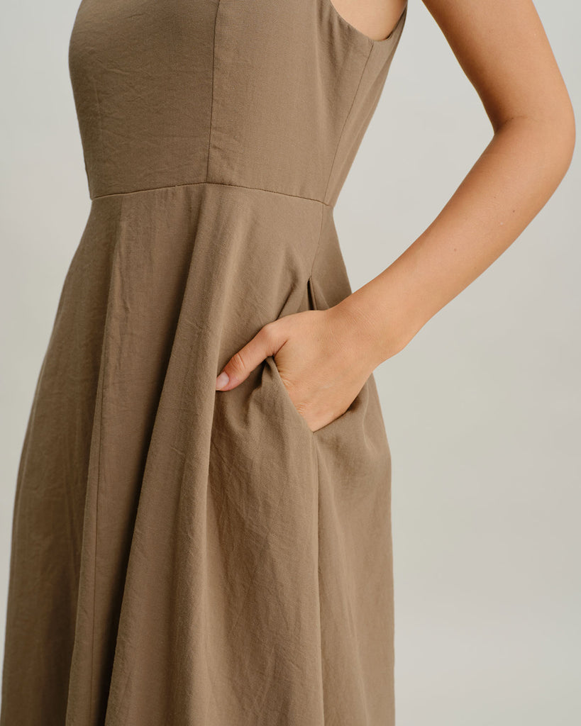 Women's Woven Cotton Midi Dresses Dresses - RIHOAS