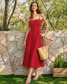 Women's Woven Cotton Midi Dresses Dresses - RIHOAS