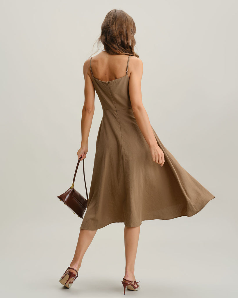 Women's Woven Cotton Midi Dresses Dresses - RIHOAS