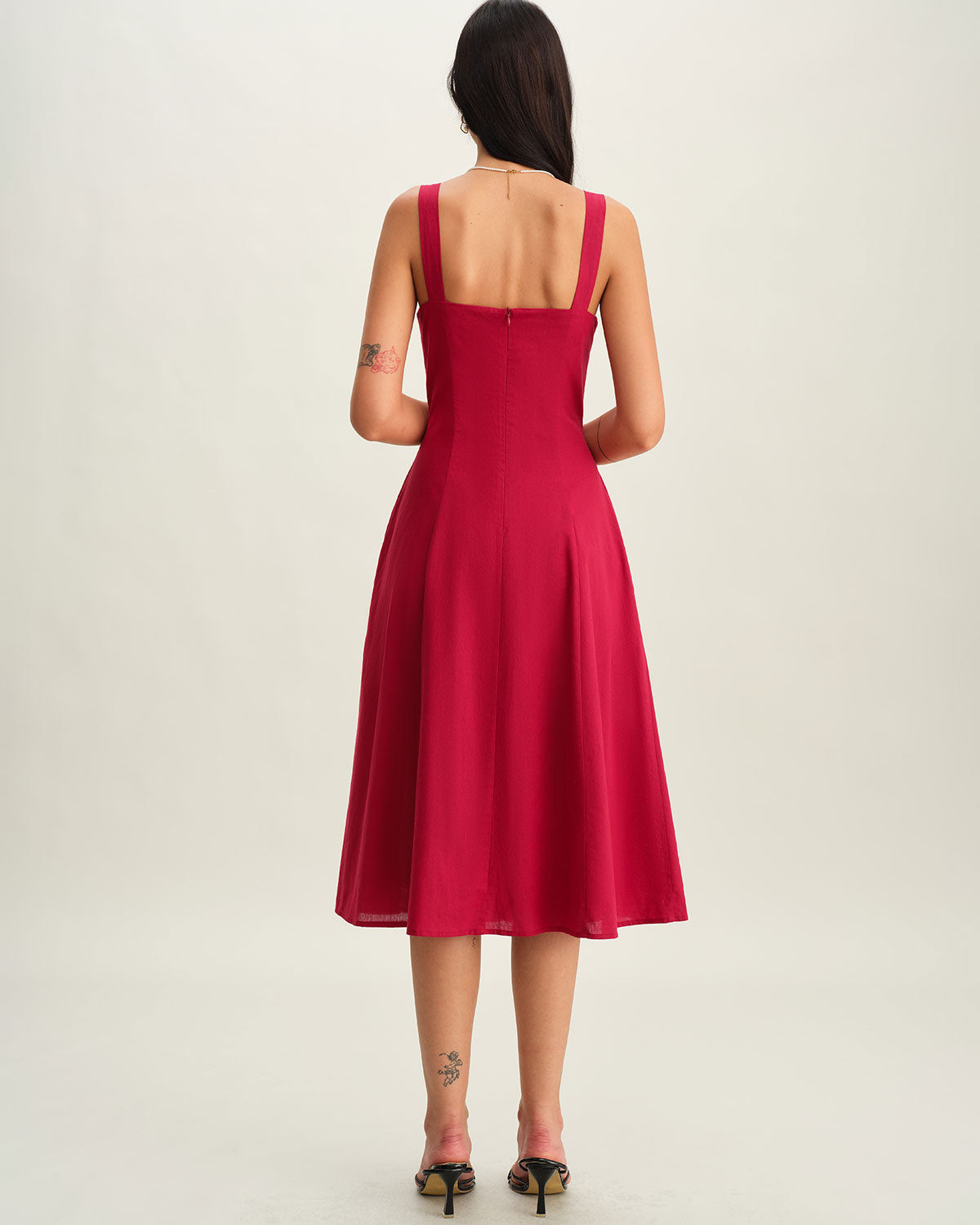 Women's Woven Cotton Midi Dresses Dresses - RIHOAS
