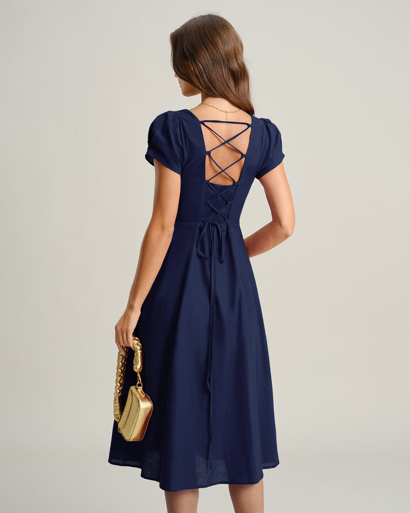 Women's Woven Cotton Midi Dresses Dresses - RIHOAS