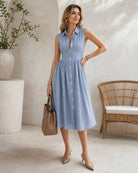 Women's Woven Cotton Midi Dresses - RIHOAS