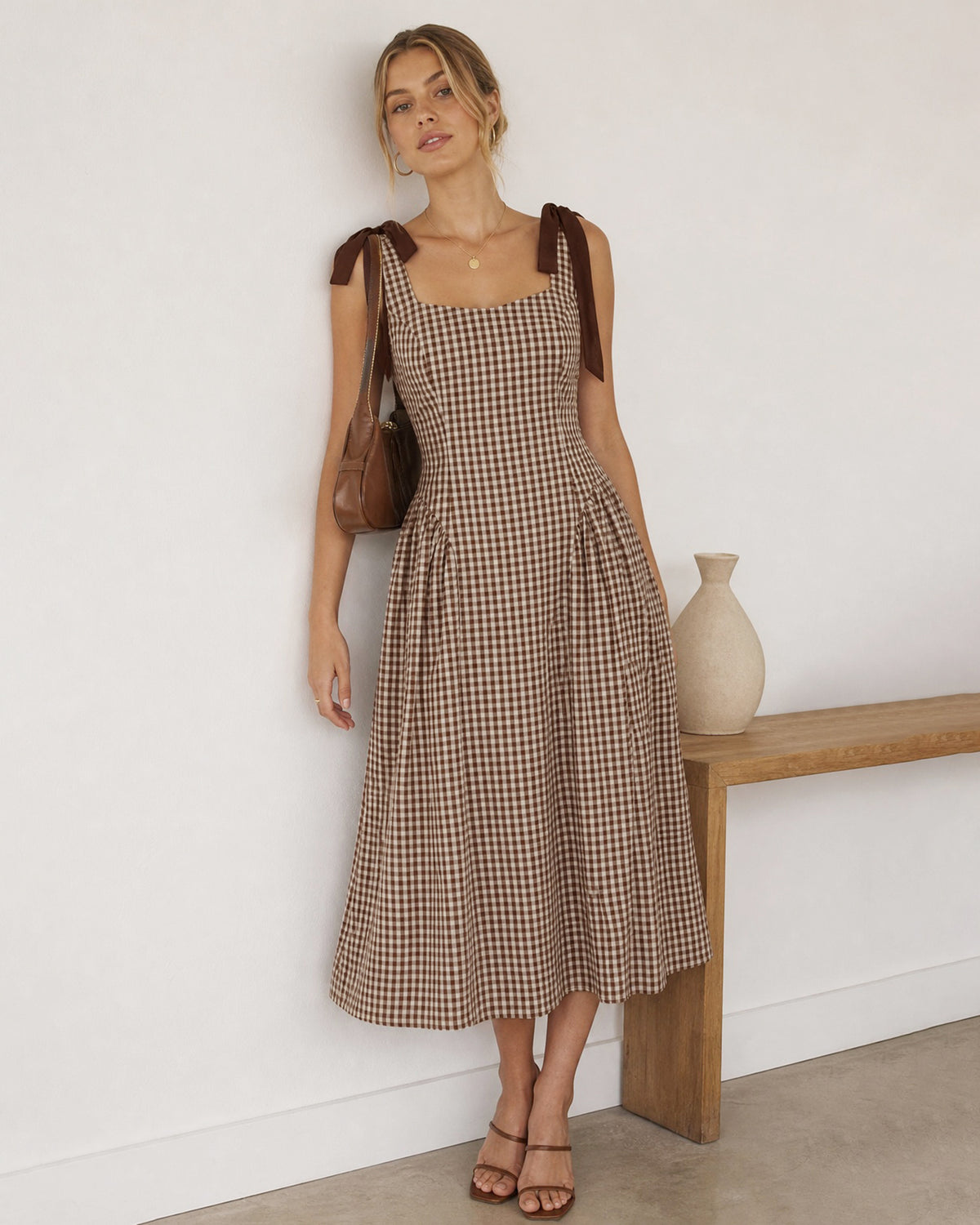 Women's Woven Cotton Midi Dresses - RIHOAS - 01