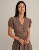 Women's Woven Cotton Midi Dresses - RIHOAS - 03