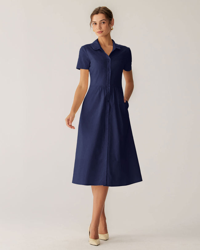 Women's Woven Cotton Midi Dresses Dresses - RIHOAS