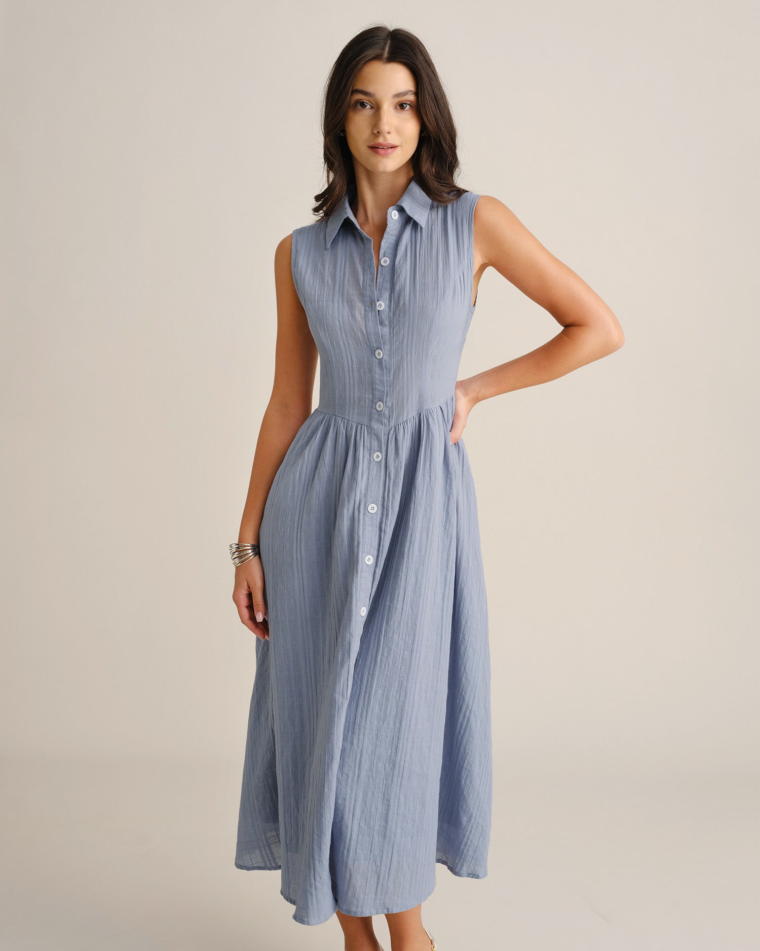 Women's Woven Cotton Midi Dresses - RIHOAS