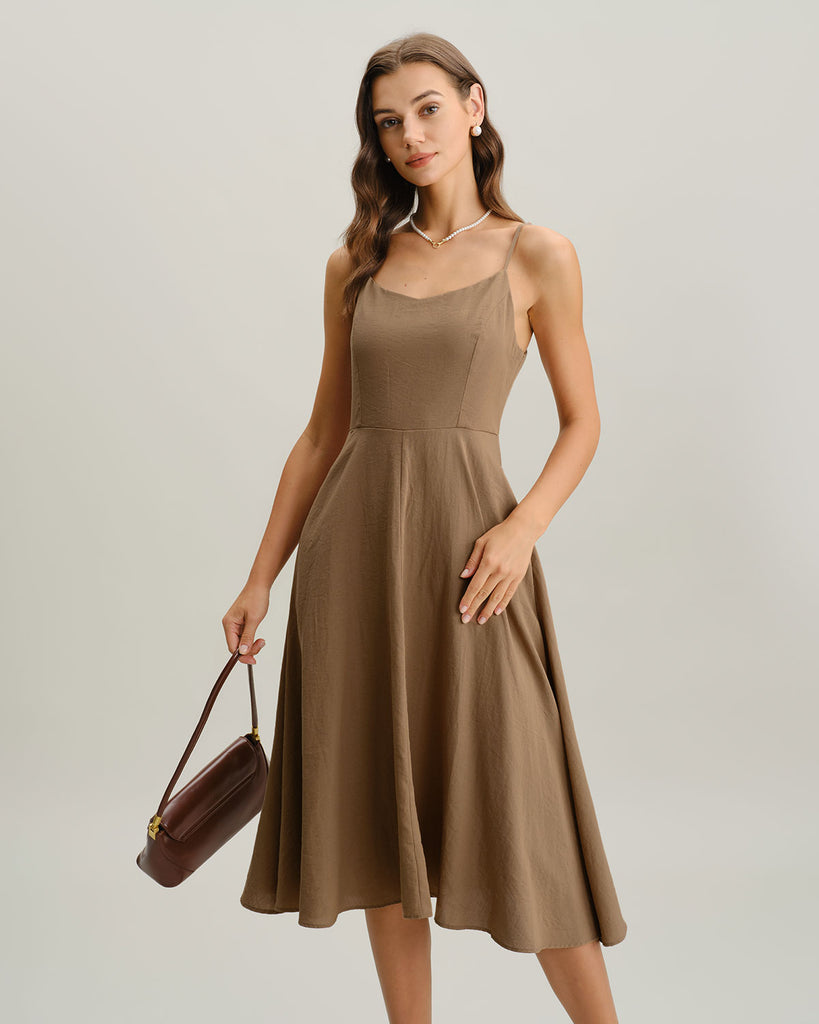 Women's Woven Cotton Midi Dresses Dresses - RIHOAS