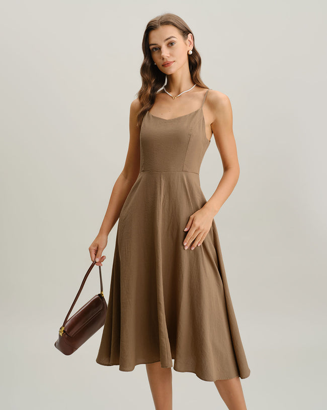 Women's Woven Cotton Midi Dresses Dresses - RIHOAS