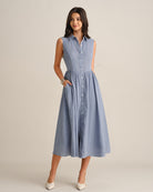 Women's Woven Cotton Midi Dresses - RIHOAS