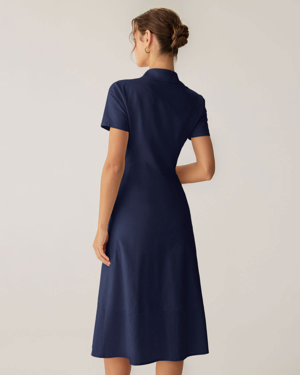 Navy Pocket Short Sleeve Midi Dress Navy Pocket Short Sleeve Midi Dress