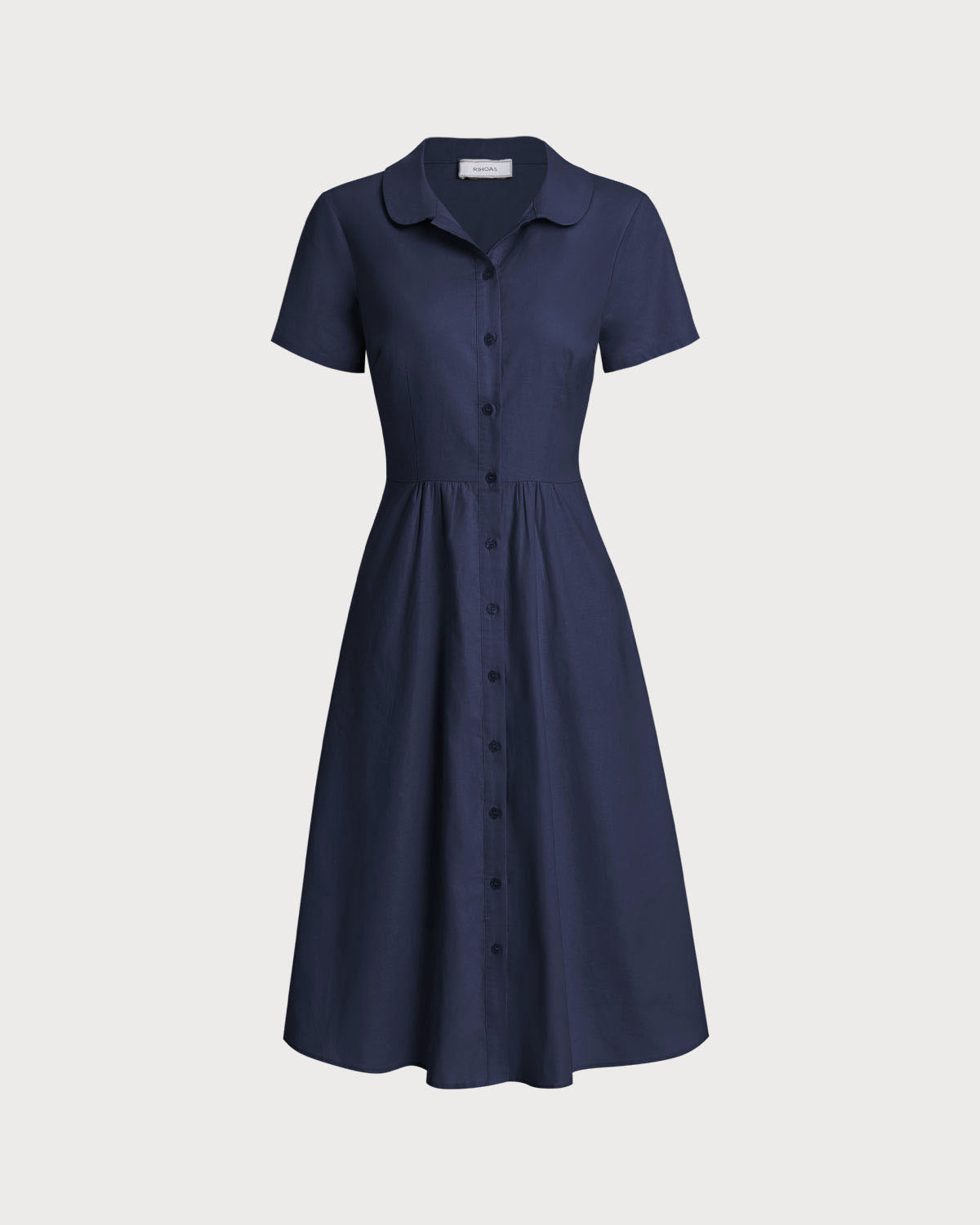 Women's Woven Cotton Midi Dresses Navy Dresses - RIHOAS