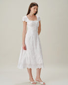 Women's Woven Cotton Midi Dresses White Dresses - RIHOAS