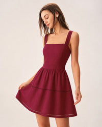 Women's Woven Cotton Mini Dress Dresses - RIHOAS